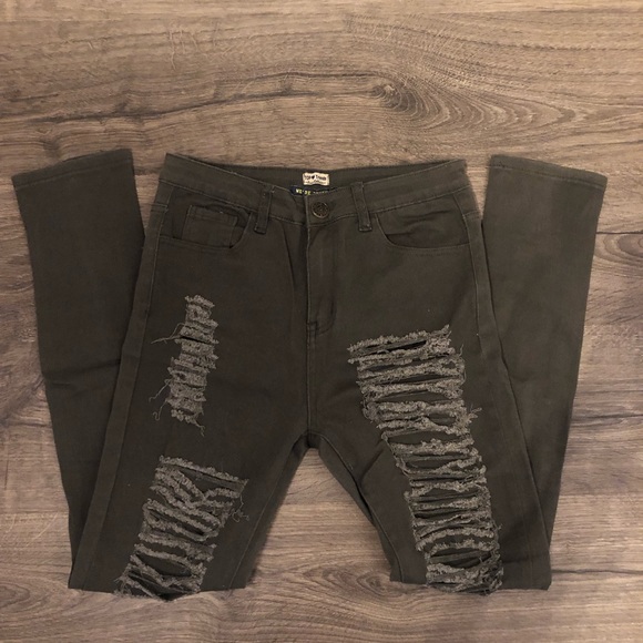 Distressed skinny jeans army green 38 - Picture 2 of 8